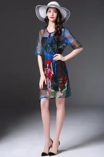 Vestido En Tonos Azules 2 Piezas Vd 40 Azul Oscuro M