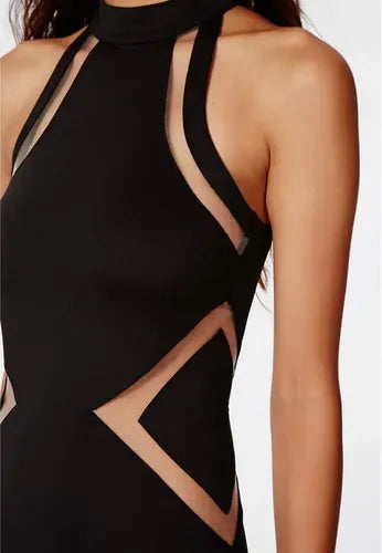 Vestido Negro Con Transparencias Va 59 Negro L