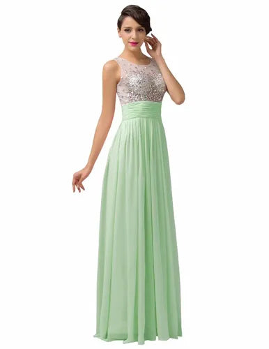 Vestido Largo Verde Claro Gasa  Modelo Gk 04 Verde Claro 8