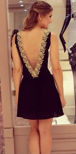 Vestido Negro Transparencia En Espalda  Va 48 Negro M