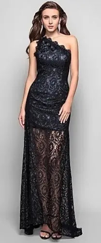 Vestido Negro Encaje Transparencia  Ve 50 Negro S