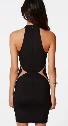 Vestido Negro Con Transparencias Va 59 Negro L
