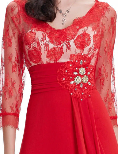Vestido De Fiesta Largo Gasa Graduación Matrimonio Ep 18 Rojo 8