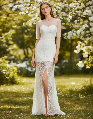 Vestido De Novia Mangas Encaje Transparencia Nd 03 Blanco 8