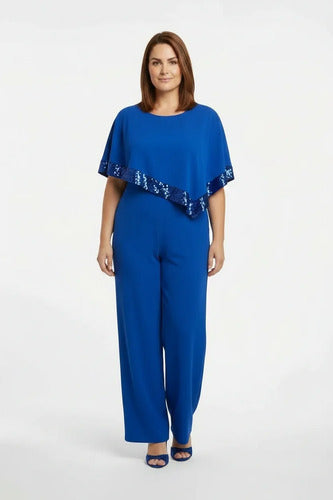 Mono talla grande azul y negro manga murciélago