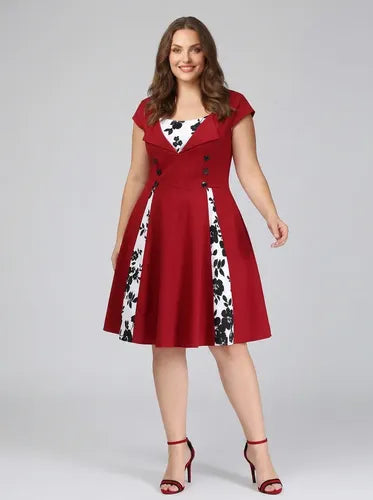 Vestido corto burdeo pin up años 50 escote corazón