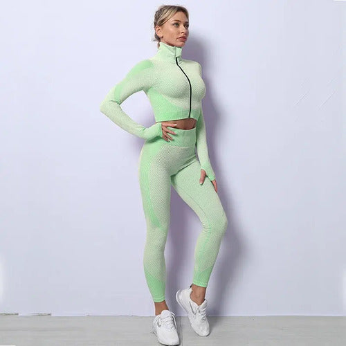 Conjunto 3 Piezas Traje De Yoga Sin Costura Ropa Deportiva