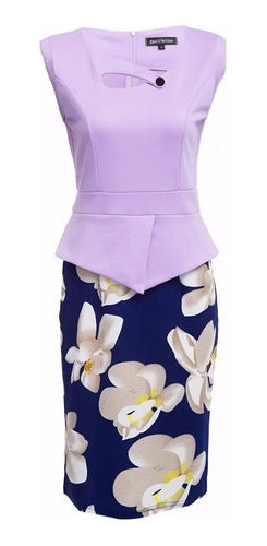 Vestido Lila Peplum Sin Mangas Va 161 Lila 2xl