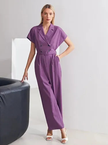 Entero Jumpsuit Mono Fiesta Con Cinturón Bolsillo El 113 Violeta S