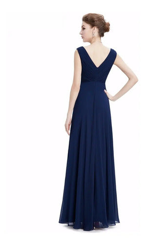Vestido Fiesta Largo Azul Gasa Ep 76 Azul 6