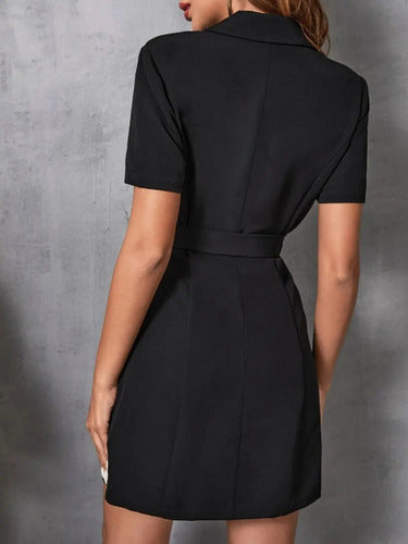 Vestido Blazer Doble Botonadura Bolsillo Falso Va 553