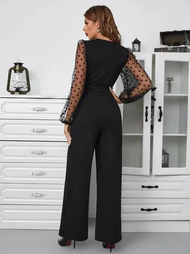 Entero Jumpsuit Mono Fiesta Cinturón Mangas El 155 Negro M