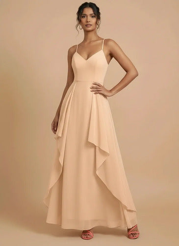 Vestido largo con escote V para dama de honor