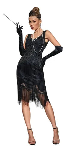 Vestido Baile Retro Gatsby Años 20 Charleston Diadema Va 622