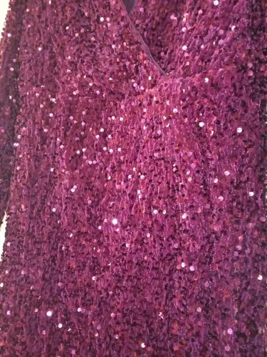 Vestido Fiesta Lentejuela Talla Grande Manga Larga Vg 91