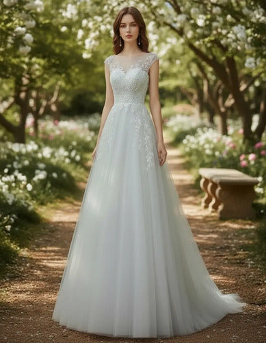 Vestido De Novia Floral Lentejuelas Nf 08