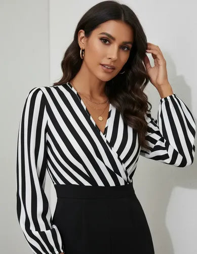 Entero Jumpsuit Mono Escote Cruzado Fiesta  El 191 Negro M