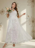 Vestido Fiesta Largo  Blanco Novia Manga Ne 20 Multicolor 4xl