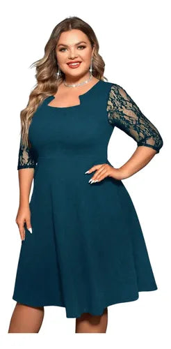Vestido Talla Grande Acampanado Vg 155