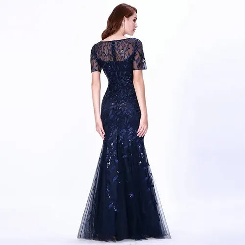 Vestido Fiesta Largo Lentejuelas Manguita Talla Ep 131