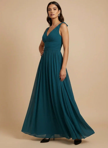 Vestido de gasa largo hombros descubiertos