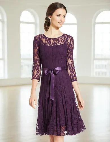 Vestido Purpura De Encajes Ve 61 Violeta 40