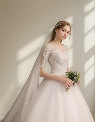 Vestido De Novia Marfil Ivory Princesa Manga Ne 17