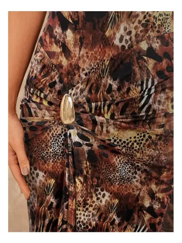 Vestido Cóctel Ajustado Fiesta Para Mujer Delpilar Va 539 Animal Print M
