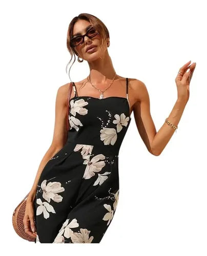 Entero Jumpsuit Enterito Mono Estampado Pierna Ancha El 77 Azul M