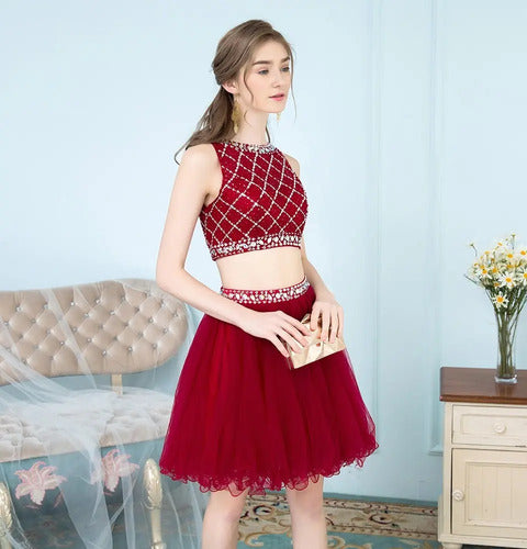 Vestidos Fiesta Crop Top Falda Graduación  Ep 301