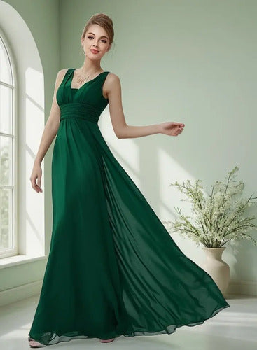 Vestido Fiesta Largo Gasa Varios Colores Ep 46