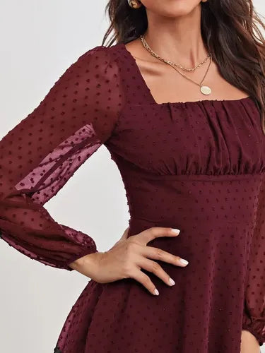 Vestido Escote Cuadrado Entallado Acampanado Va 479