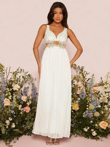 Vestido Blanco Novia Civil Largo Transparencia Nc 08