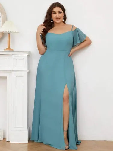 Vestido Fiesta Largo Talla Grande Hombros Descubierto Ep 198