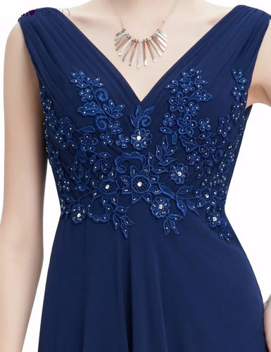 Vestido Fiesta Largo Azul Gasa Ep 76 Azul 6