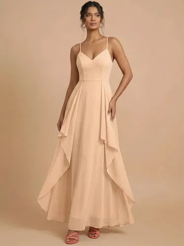 Vestido largo con escote V para dama de honor
