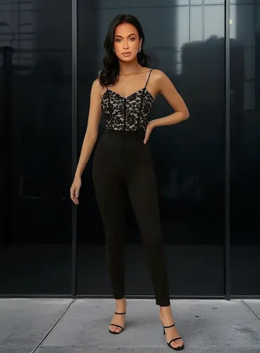 Entero Jumpsuit Mono Negro Pitillo Fiesta  El 89