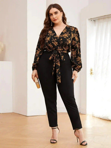Entero Jumpsuit Mono Manga Larga Talla Grande El 57g