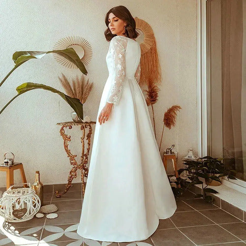 Vestido Novia Largo Blanco Talla Grande Ne 19