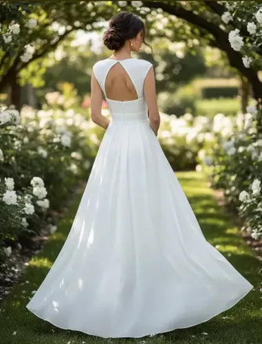 Vestidos Fiesta Gasa Novia Gala Espalda Descubierta Ep 67c Blanco 6