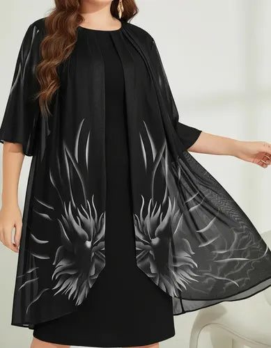 Vestido Fiesta Talla Grande  Negro Vg 48