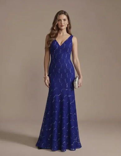 Vestido largo de encaje corte sirena