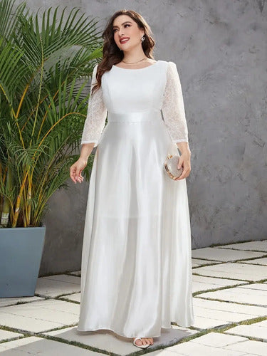 Vestido Novia Largo Blanco Talla Grande Ns 09 Blanco 4xl