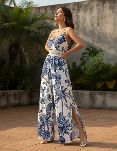 Entero Jumpsuit Estampado Mono Paisley Retro Bohemio El 173