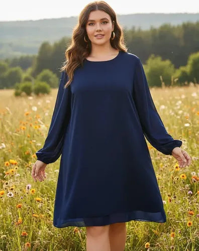 Vestido Fiesta Talla Grande Túnica Manga Larga Vg 129