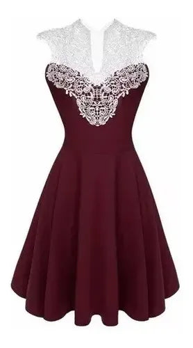 Vestido Burdeo  Y Purpura Tallas Grande Va 66