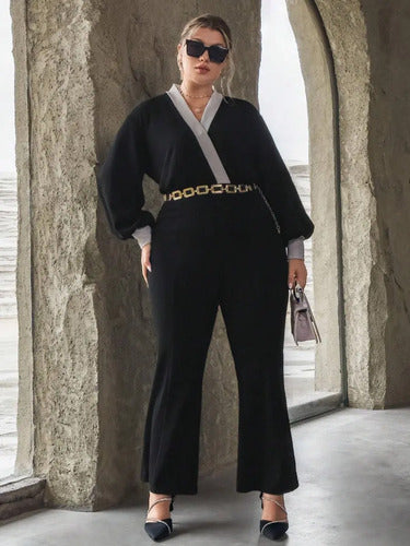 Entero Jumpsuit Enterito Mono Fiesta  Talla Grande Vg 216 Negro L