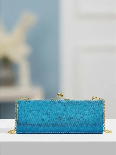 Cartera Brillos Fiesta Coctel Día Noche Clutch Mano Ct 12 Azul