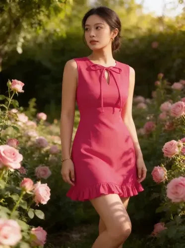 Vestido Corto Mujer Elegante Fiesta Delpilar Hq 01 Fucsia M