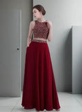 Vestido Graduación Crop Top Falda Azul Burdeo Ep 303